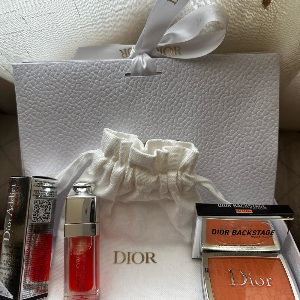 DIOR GIFT SET : CORAL BLUSH & CORAL LIP OIL